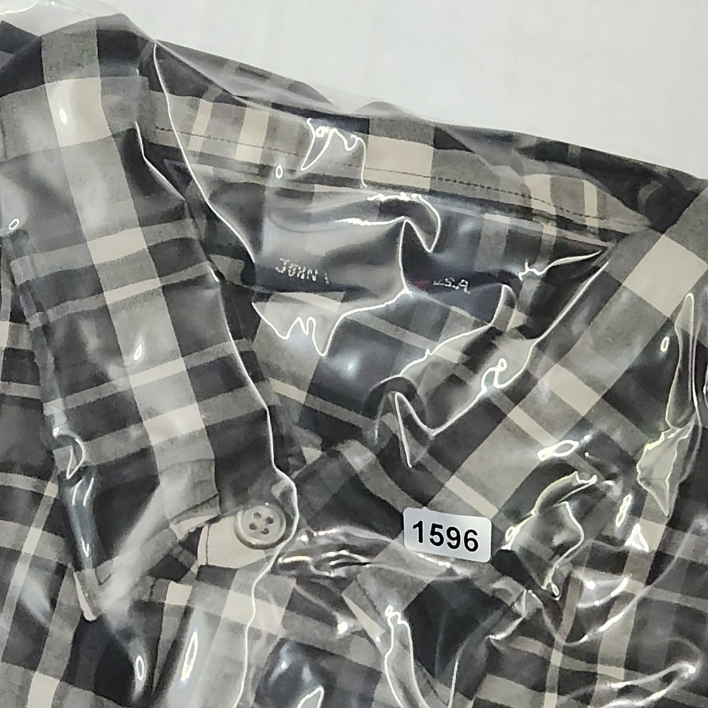 John Varvatos USA Mens Luxury Plaid Shirt Long Sleeve Black White Gray L - Picture 13 of 13